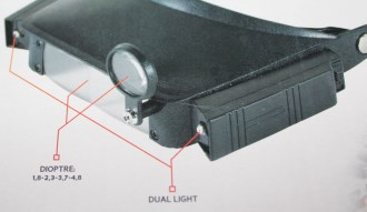 Lente d'ingrandimento frontale con illuminazione - da testa